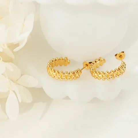 Pendientes De Aro En Forma De C Para Mujer De Cobre Con Cuentas Metal Estilo Vintage Joyas Minimalistas