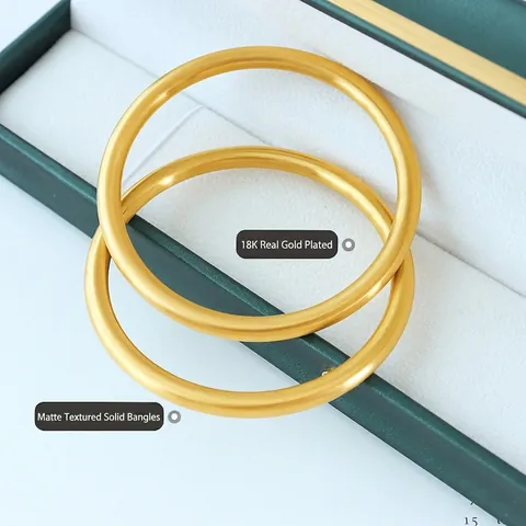 Minimalist Gold Bangle Bracelet For Women Matte Frosted Solid Titanium Steel Jewelry Elegant Gift Non-Fading