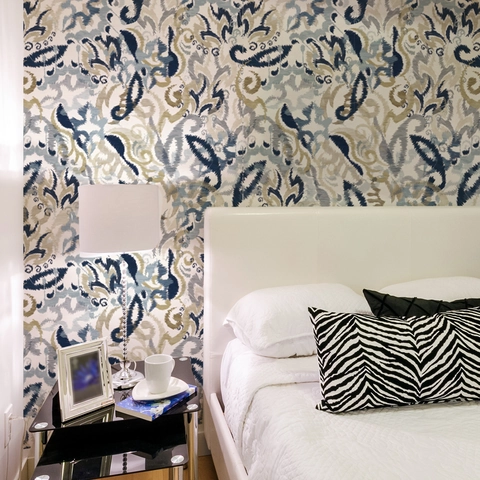 Floral Pattern Wall Sticker PVC-Free Water Activated Self-Adhesive Wallpaper For Living Room Bedroom Background Wall Decor