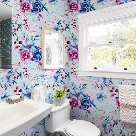 Vintage Floral Bird Wall Stickers Self Adhesive Waterproof PVC Free Wallpaper For Living Room Bedroom Bathroom Home Decor