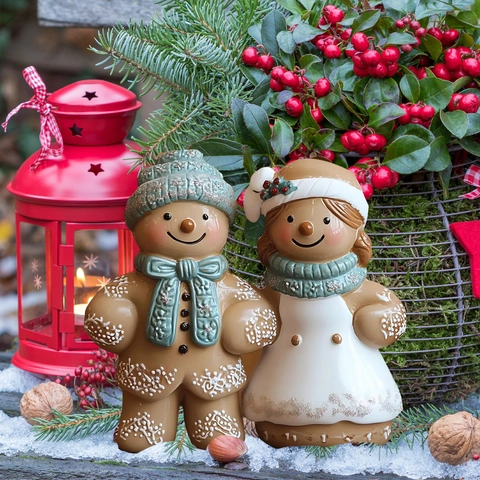 Picchetti da Giardino Natalizi in PVC Decorazione Esterna Casa Fungo Omino di Pan di Zenzero Albero di Natale Ornamenti