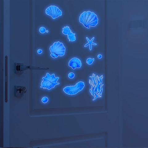 Leuchtende Ozean Thema Wandaufkleber Muschel Seestern Leuchtet Im Dunkeln Meereslebewesen Deko Aufkleber Für Schlafzimmer Bad