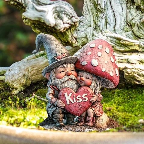 2D Flat PVC Garden Gnome Stakes Outdoor Yard Mushroom Fairy Decorative Signs Landscape Plant Pot Ornaments Garden Accessories