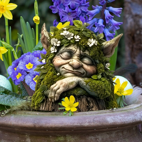 Schattige Fantasie Kabouter Tuinstok Keramiek-Look PVC Decoratie Fee Boomgeest Ornament Voor Buiten Tuin Gazon Pot