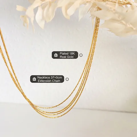 Elegante Collana Multistrato Placcata Oro 18K Acciaio Inossidabile Gioiello Minimalista Donna Accessorio Chic