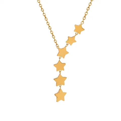 Collar Con Colgante De Estrella Minimalista De Acero De Titanio Varias Estrellas De Pentagrama Borla Gota Vertical Cadena En Y Para Mujer