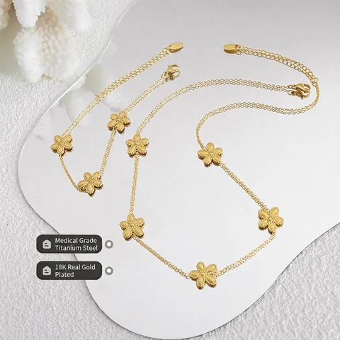 Elegante Collana E Bracciale Con Fiori Gioielli In Acciaio Al Titanio Placcato Oro Stile Coreano Ins Dolce Regalo Di Moda Per Donne