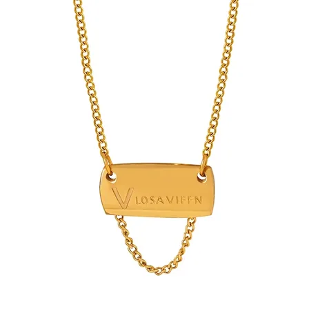 Titanium Stahl Halskette Quadratische Platte Buchstaben Anhänger Quastenkette 18K Vergoldet INS Stil Schmuck Damen