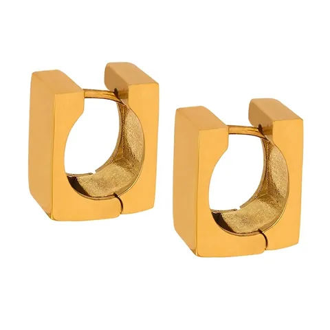 Geometrische Vierkante Hoop Oorbellen Titanium Staal 18K Verguld Minimalistische Rechthoekige Oorbellen Moderne Sieraden