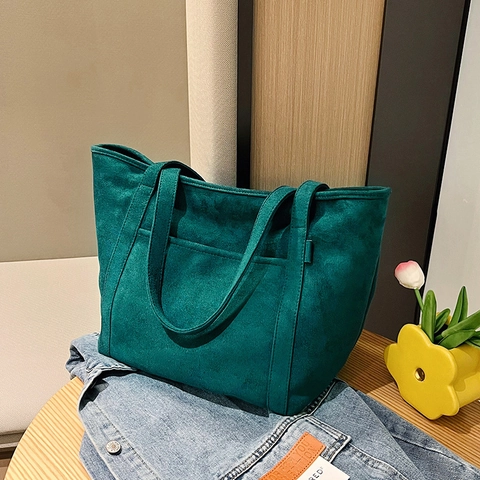 Minimalist Frosted PU Leather Tote Bag For Women Large Capacity Shoulder Handbag Vintage Solid Color Daily Travel