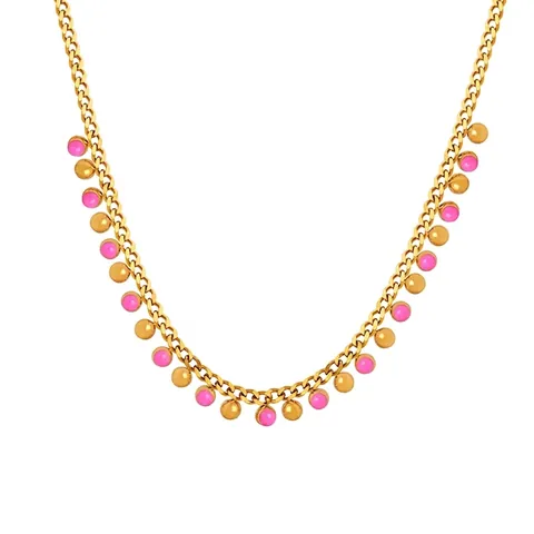 Collier Vintage En Perles Émaillées Pour Femmes En Acier Au Titane Pendentif Coloré Bijoux Style Rétro