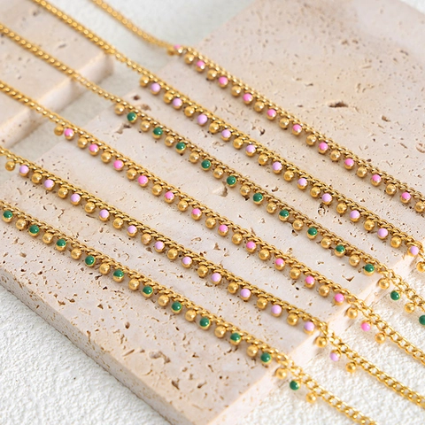 Collier Vintage En Perles Émaillées Pour Femmes En Acier Au Titane Pendentif Coloré Bijoux Style Rétro