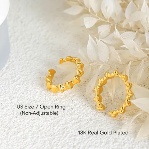 Anillo Abierto Geométrico Triángulo Corazón Acero De Titanio Chapado En Oro 18K Minimalista Estilo Francés Joyería Mujer