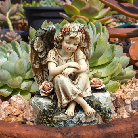 Angel Garden Stakes Decorative Yard Art PVC Flat Little Girl Turtle Pattern Courtyard Lawn Ornament Patio Decoration