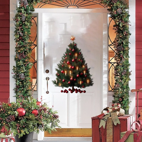 Weihnachtsbaum Fensteraufkleber Doppelseitig Sichtbar Selbstklebend PVC Wandtattoo Für Glastür Feiertag Party Deko