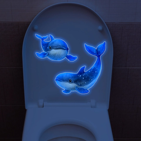 Glow In The Dark Wall Stickers 3D Ocean Dolphin Whale Submarine Window PVC Self Adhesive Fluorescent Decals Home Decor