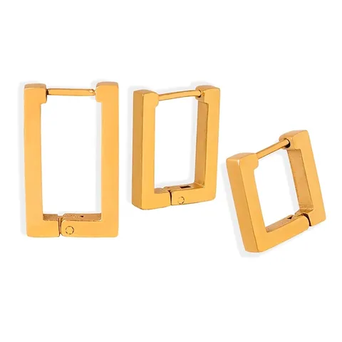 Orecchini A Cerchio Rettangolari Geometrici Acciaio Inossidabile Minimalista Francese Retro Vintage Delicato Elegante Gioielli
