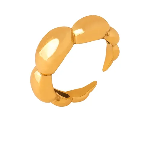 Anillo Ajustable Chunky Bubbly Acero De Titanio Chapado En Oro De 18K Punk Hip Hop Minimalista Anillo Abierto Mujer