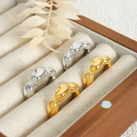 Anillo Ajustable Chunky Bubbly Acero De Titanio Chapado En Oro De 18K Punk Hip Hop Minimalista Anillo Abierto Mujer