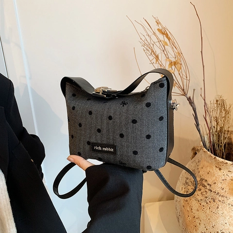 Borsa A Tracolla Da Donna Pelle PU Tessuto Fiocco Pois Stella Cuore Stampa Versatile Borsa A Mano Stile Coreano