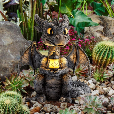 Cartoon Drache Gartenstecker Outdoor PVC Landschaft Dekoschild Wasserdicht Blumentopf Ornament Dekopfahl