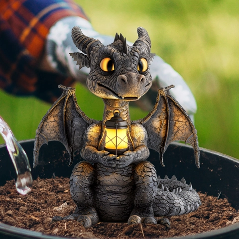 Cartoon Drache Gartenstecker Outdoor PVC Landschaft Dekoschild Wasserdicht Blumentopf Ornament Dekopfahl