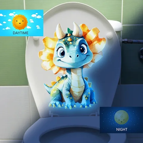 Lichtgevende Muursticker Cartoon Dinosaurus Triceratops PVC Waterdicht Decor Voor Kinderkamer