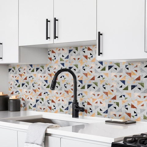 Retro Waterproof PVC Tile Wall Stickers Retro Geometric Mandala Patterns Multiple Designs For Kitchen Bathroom Home Decor