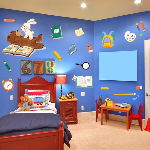Cartoon Animal Reading PVC Wall Stickers DIY Self Adhesive Removable Decals For Kids Room Bedroom Nursery Home Decoration