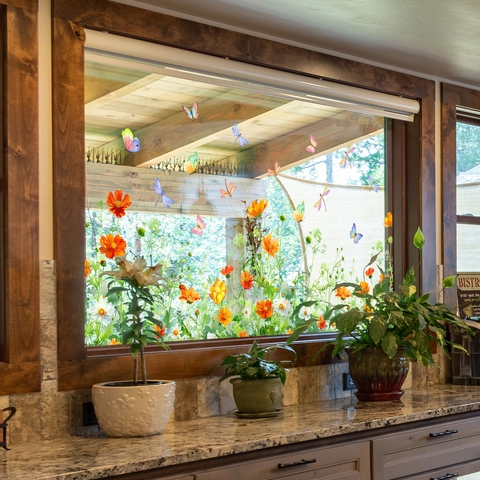 Pegatinas De Ventana Flores Mariposas PVC Doble Cara Acuarela Decoración De Cristal Para Hogar Baño Cocina