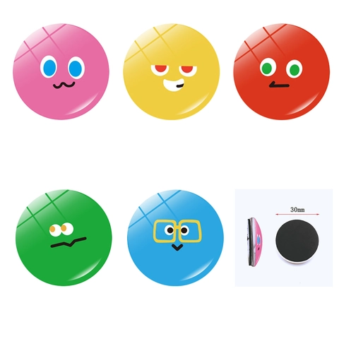 Round Crystal Glass Refrigerator Magnets Cartoon Emoji Face Magnetic Stickers For Whiteboard Office Locker Home Decor