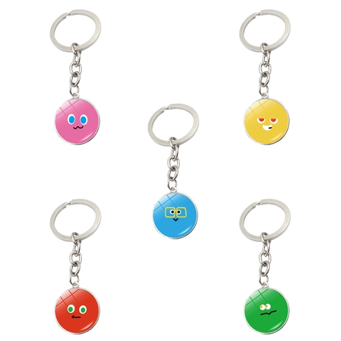 Creative Cartoon Emoji Metal Keychain Round Glass Pendant Zinc Alloy Key Ring For Bag Charm Fans Gift Accessory