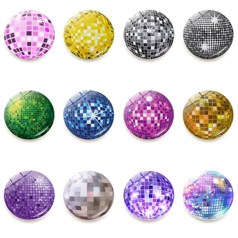 Colorful Disco Ball Fridge Magnets Crystal Glass Round Refrigerator Magnets For Whiteboard Home Office Decor Retro Party Favors