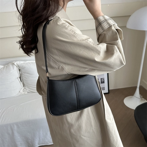 Borsa a Spalla Sotto l'Ascella da Donna in Pelle PU Stile Minimalista Urbano Tinta Unita per Ufficio Pendolarismo Quotidiano