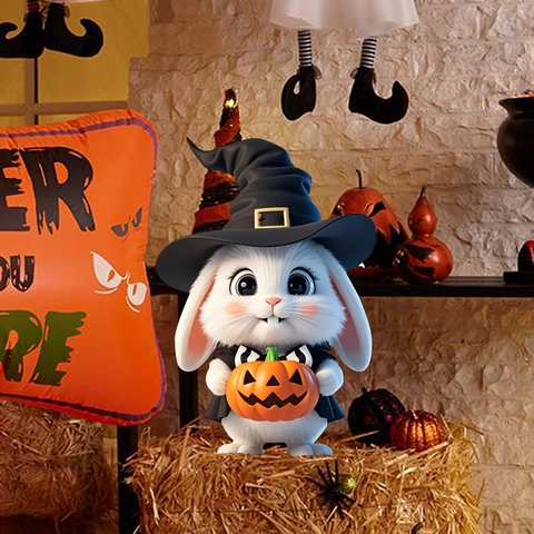 Halloween Garden Stakes Waterproof PVC Outdoor Courtyard Lawn Decor Wizard Bunny Hamster Pumpkin Ornament