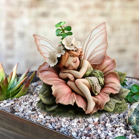 Pink Fairy Garden Stake Outdoor Yard Decoration Flower Fairy Plant Decorative Sign Durable PVC Printed Ornament For Planters