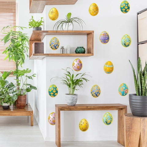 Adesivi Murali Uova di Pasqua Multicolore Impermeabile PVC Decalcomanie Per Camera da Letto Soggiorno Mobili Decorazioni