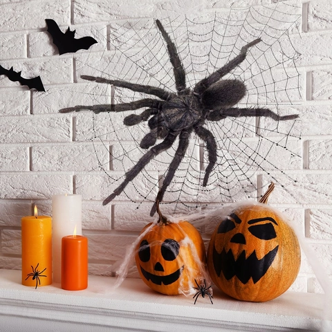 Halloween 3D Spider And Web Wall Sticker PVC Removable Decal For Home Party Decor Horror Theme Bathroom Toilet Decoration