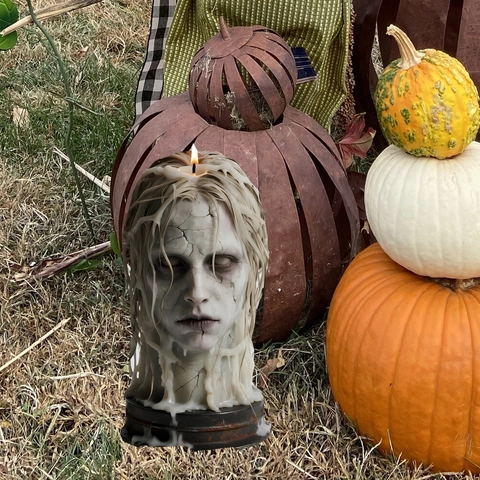 Halloween Zombie Gesicht Kerze Muster Gartenstecker PVC Außenbereich Garten Deko Gruselig Geisterhaus Requisite