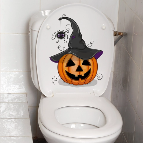 Adhesivo de Pared de Calabaza de Halloween Sombrero de Mago PVC Calcomanía Removible para Sala de Estar Cocina Decoración