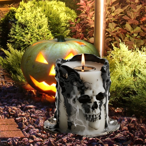 Picchetto Da Giardino Halloween Teschio Candela Design PVC Plastica Piatto Spaventoso Arredamento Cortile Festa Gotica