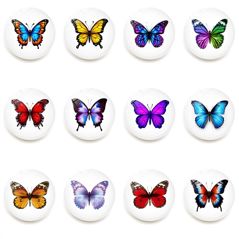 Butterfly Glass Refrigerator Magnets Round Crystal Fridge Magnets With Magnetic Backing Home Kitchen Office Decor