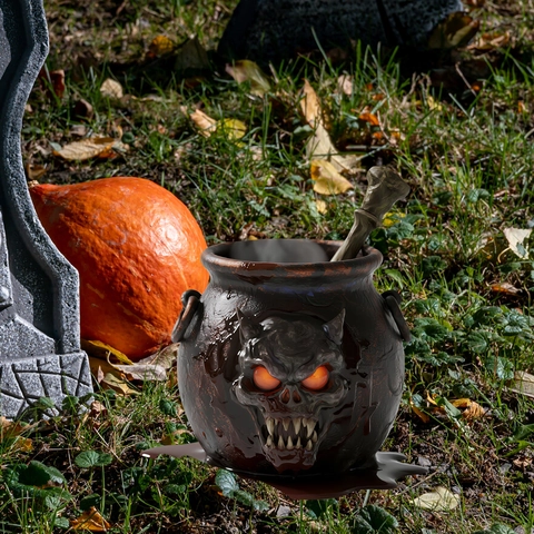 Halloween Witch Cauldron Garden Stake PVC 2D Skull Pattern Waterproof Outdoor Yard Lawn Path Decor Halloween Ornaments