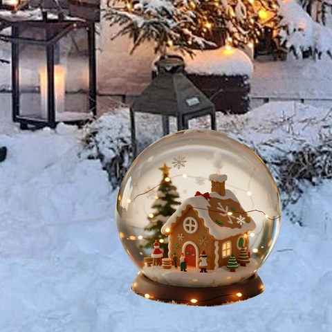 Picchetto Da Giardino Natalizio PVC Piatto Palla Di Neve Motivo Casetta Di Pan Di Zenzero Decorazione Prato Esterno Ornamenti