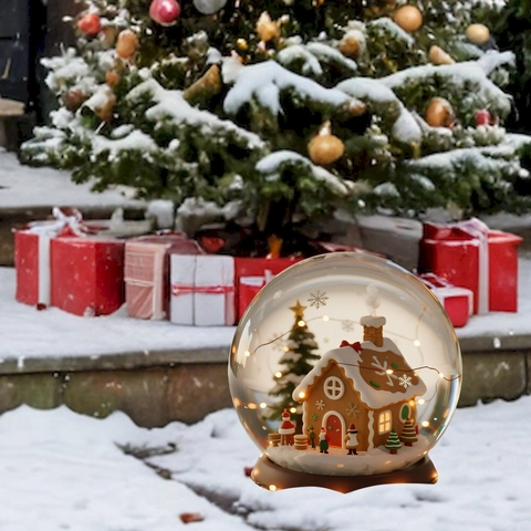 Picchetto Da Giardino Natalizio PVC Piatto Palla Di Neve Motivo Casetta Di Pan Di Zenzero Decorazione Prato Esterno Ornamenti