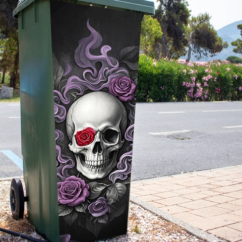 Pegatina De Pared Calavera Rosa Gótica PVC Impermeable Autoadhesiva Decoración Para Halloween Sala Dormitorio Fondo