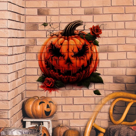 Adesivo da Parete Zucca di Halloween Malvagia Rosa Rossa Gotico PVC Decalcomania Autoadesiva Per Soggiorno Camera da Letto Festa