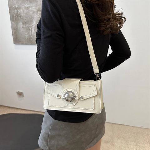 Γυναικεία Τσάντα Μασχάλης Ώμου Crossbody Ρετρό PU Υφή Denim Κλείδωμα Πλανήτη Ραφές 2024 Καλοκαιρινή Μόδα Μικρή Τετράγωνη Τσάντα