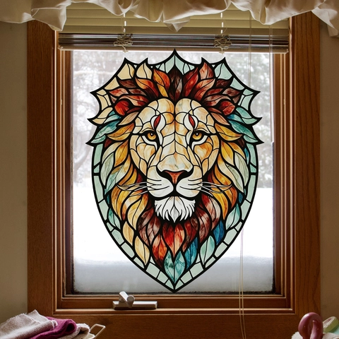 Lindas Pegatinas para Ventanas de Animales PVC Efecto Visual 3D Calcomanías Decorativas de Vidrio Perro León Elefante Decoración del Hogar