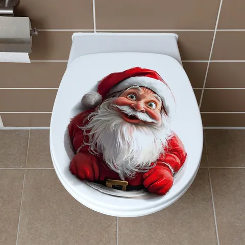 Weihnachts Weihnachtsmann Badezimmer Aufkleber PVC Wasserdicht Deko Aufkleber Für Toilette Badewanne Haus Ornament